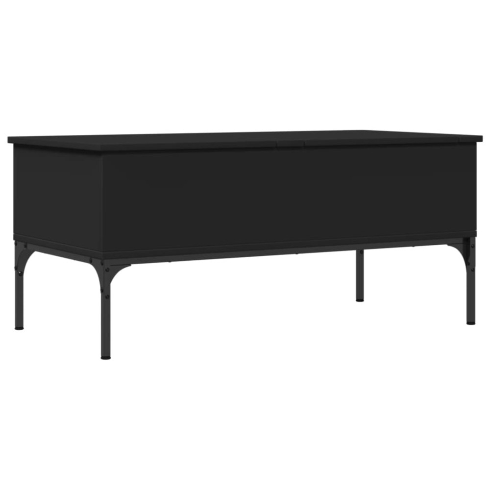 vidaXL Măsuță de cafea, negru, 100x50x45 cm, lemn prelucrat și metal