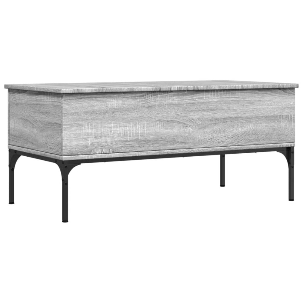 vidaXL Măsuță de cafea, gri sonoma, 100x50x45 cm, lemn prelucrat/metal