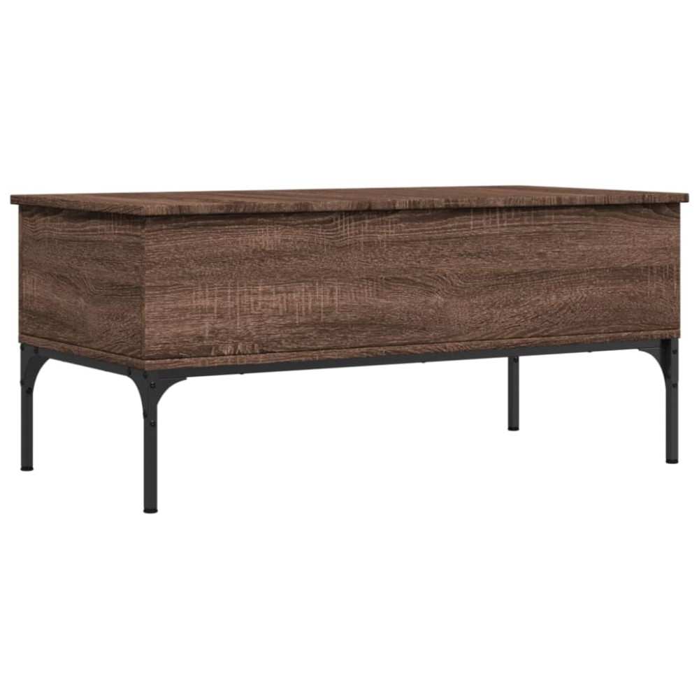 vidaXL Măsuță cafea, stejar maro, 100x50x45 cm, lemn prelucrat/metal