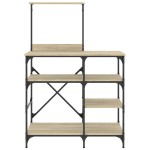 vidaXL Raft brutărie, stejar sonoma, 90x40x132 cm lemn prelucrat/metal