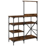 vidaXL Raft brutărie, stejar fumuriu 90x40x132 cm lemn prelucrat/metal vidaXL Raft brutărie, stejar fumuriu 90x40x132 cm lemn prelucrat/metal