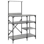 vidaXL Raft brutărie, gri sonoma, 90x40x132 cm, lemn prelucrat/metal vidaXL Raft brutărie, gri sonoma, 90x40x132 cm, lemn prelucrat/metal