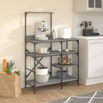 vidaXL Raft brutărie, gri sonoma, 90x40x132 cm, lemn prelucrat/metal vidaXL Raft brutărie, gri sonoma, 90x40x132 cm, lemn prelucrat/metal