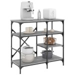 vidaXL Raft brutărie, gri sonoma, 90x40x84 cm, lemn prelucrat/metal vidaXL Raft brutărie, gri sonoma, 90x40x84 cm, lemn prelucrat/metal