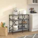 vidaXL Raft brutărie, gri sonoma, 90x40x84 cm, lemn prelucrat/metal vidaXL Raft brutărie, gri sonoma, 90x40x84 cm, lemn prelucrat/metal