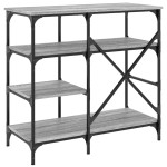 vidaXL Raft brutărie, gri sonoma, 90x40x84 cm, lemn prelucrat/metal vidaXL Raft brutărie, gri sonoma, 90x40x84 cm, lemn prelucrat/metal