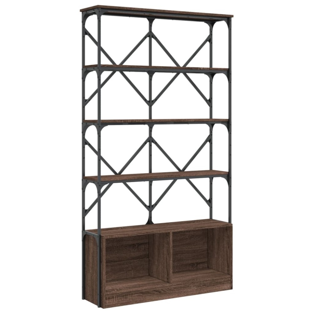 vidaXL Bibliotecă, stejar maro, 100x26x180 cm, lemn prelucrat/metal