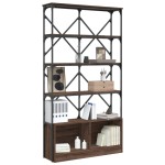 vidaXL Bibliotecă, stejar maro, 100x26x180 cm, lemn prelucrat/metal