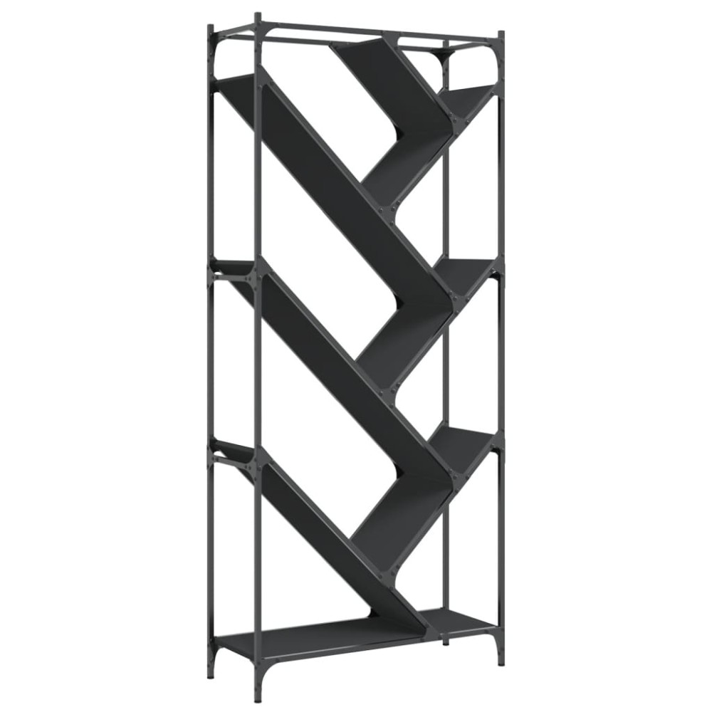 vidaXL Bibliotecă, negru, 79x30x180 cm, lemn prelucrat și metal