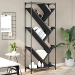 vidaXL Bibliotecă, negru, 79x30x180 cm, lemn prelucrat și metal vidaXL Bibliotecă, negru, 79x30x180 cm, lemn prelucrat și metal