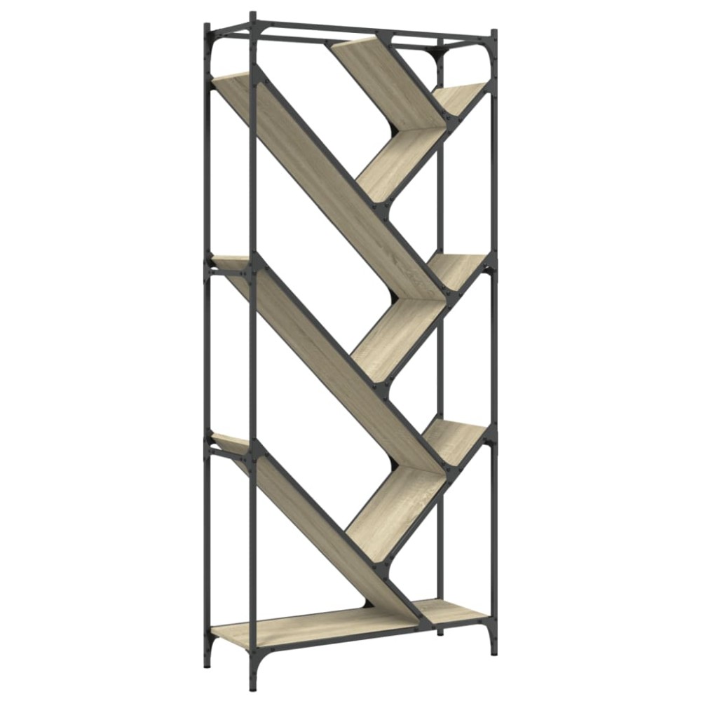 vidaXL Bibliotecă, stejar sonoma, 79x30x180 cm, lemn prelucrat/metal