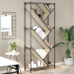 vidaXL Bibliotecă, stejar sonoma, 79x30x180 cm, lemn prelucrat/metal vidaXL Bibliotecă, stejar sonoma, 79x30x180 cm, lemn prelucrat/metal