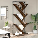 vidaXL Bibliotecă, stejar fumuriu, 79x30x180 cm, lemn prelucrat/metal vidaXL Bibliotecă, stejar fumuriu, 79x30x180 cm, lemn prelucrat/metal