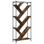 vidaXL Bibliotecă, stejar fumuriu, 79x30x180 cm, lemn prelucrat/metal vidaXL Bibliotecă, stejar fumuriu, 79x30x180 cm, lemn prelucrat/metal