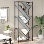 vidaXL Bibliotecă, gri sonoma, 79x30x180 cm, lemn prelucrat/metal vidaXL Bibliotecă, gri sonoma, 79x30x180 cm, lemn prelucrat/metal