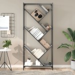 vidaXL Bibliotecă, gri sonoma, 79x30x180 cm, lemn prelucrat/metal vidaXL Bibliotecă, gri sonoma, 79x30x180 cm, lemn prelucrat/metal