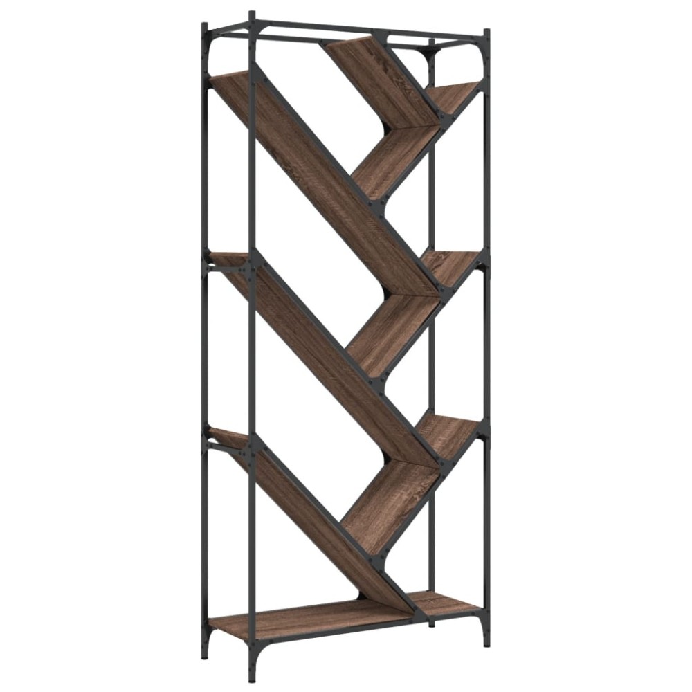 vidaXL Bibliotecă, stejar maro, 79x30x180 cm, lemn prelucrat/metal