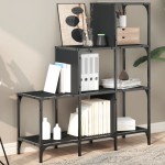 vidaXL Bibliotecă, negru, 92x30x102 cm, lemn prelucrat și metal vidaXL Bibliotecă, negru, 92x30x102 cm, lemn prelucrat și metal
