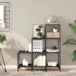 vidaXL Bibliotecă, negru, 92x30x102 cm, lemn prelucrat și metal vidaXL Bibliotecă, negru, 92x30x102 cm, lemn prelucrat și metal