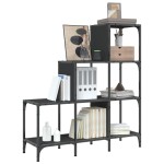 vidaXL Bibliotecă, negru, 92x30x102 cm, lemn prelucrat și metal vidaXL Bibliotecă, negru, 92x30x102 cm, lemn prelucrat și metal