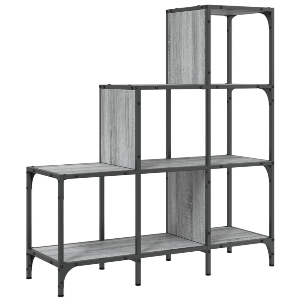 vidaXL Bibliotecă, gri sonoma, 92x30x102 cm, lemn prelucrat/metal