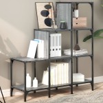 vidaXL Bibliotecă, gri sonoma, 92x30x102 cm, lemn prelucrat/metal vidaXL Bibliotecă, gri sonoma, 92x30x102 cm, lemn prelucrat/metal