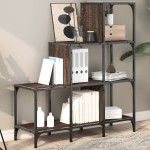 vidaXL Bibliotecă, stejar maro, 92x30x102 cm, lemn prelucrat/metal vidaXL Bibliotecă, stejar maro, 92x30x102 cm, lemn prelucrat/metal