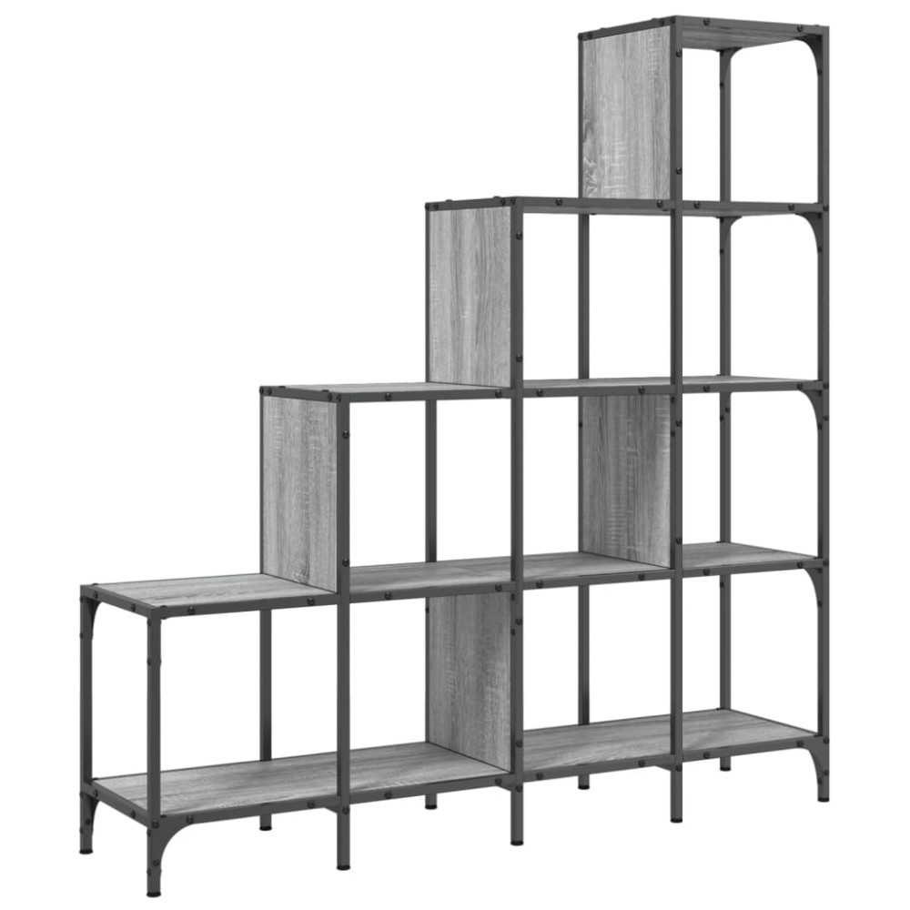vidaXL Bibliotecă, gri sonoma, 122x30x132 cm, lemn prelucrat/metal