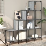 vidaXL Bibliotecă, gri sonoma, 122x30x132 cm, lemn prelucrat/metal vidaXL Bibliotecă, gri sonoma, 122x30x132 cm, lemn prelucrat/metal