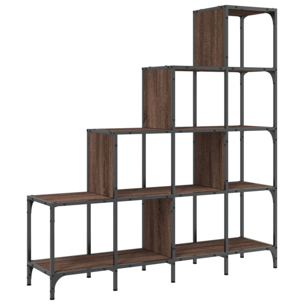 vidaXL Bibliotecă, stejar maro, 122x30x132 cm, lemn prelucrat/metal
