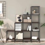 vidaXL Bibliotecă, stejar maro, 122x30x132 cm, lemn prelucrat/metal