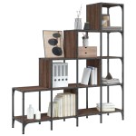 vidaXL Bibliotecă, stejar maro, 122x30x132 cm, lemn prelucrat/metal