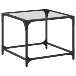 vidaXL Măsuță de cafea, blat din sticlă transparentă, 50x50x40 cm oțel vidaXL Măsuță de cafea, blat din sticlă transparentă, 50x50x40 cm oțel