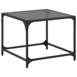 vidaXL Măsuță de cafea, blat din sticlă negră, 50x50x40 cm, oțel vidaXL Măsuță de cafea, blat din sticlă negră, 50x50x40 cm, oțel
