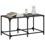 vidaXL Măsuță de cafea, blat din sticlă negră, 78,5x40x40 cm, oțel vidaXL Măsuță de cafea, blat din sticlă negră, 78,5x40x40 cm, oțel