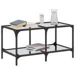 vidaXL Măsuță de cafea blat din sticlă transparentă 78,5x40x40 cm oțel vidaXL Măsuță de cafea blat din sticlă transparentă 78,5x40x40 cm oțel