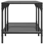 vidaXL Măsuță de cafea, blat din sticlă negră, 78,5x40x40 cm, oțel vidaXL Măsuță de cafea, blat din sticlă negră, 78,5x40x40 cm, oțel