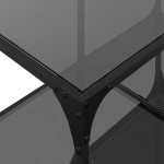 vidaXL Măsuță de cafea, blat din sticlă negră, 78,5x40x40 cm, oțel vidaXL Măsuță de cafea, blat din sticlă negră, 78,5x40x40 cm, oțel