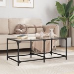 vidaXL Măsuță de cafea cu blat sticlă transparentă 98,5x50x40 cm oțel vidaXL Măsuță de cafea cu blat sticlă transparentă 98,5x50x40 cm oțel