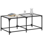 vidaXL Măsuță de cafea cu blat sticlă transparentă 98,5x50x40 cm oțel vidaXL Măsuță de cafea cu blat sticlă transparentă 98,5x50x40 cm oțel