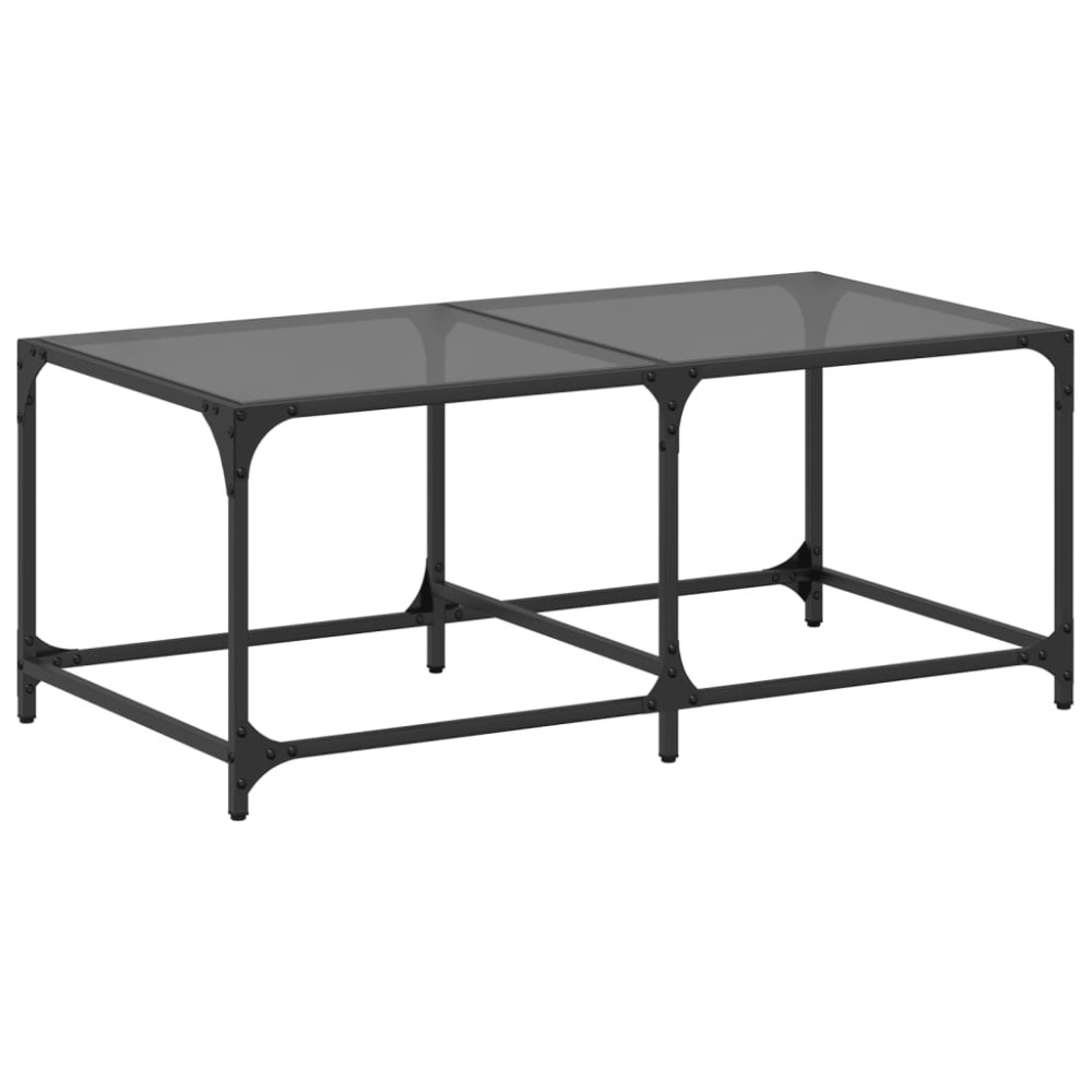 vidaXL Măsuță de cafea cu blat din sticlă neagră 98,5x50x40 cm oțel