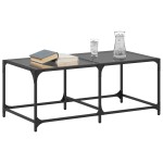 vidaXL Măsuță de cafea cu blat din sticlă neagră 98,5x50x40 cm oțel vidaXL Măsuță de cafea cu blat din sticlă neagră 98,5x50x40 cm oțel