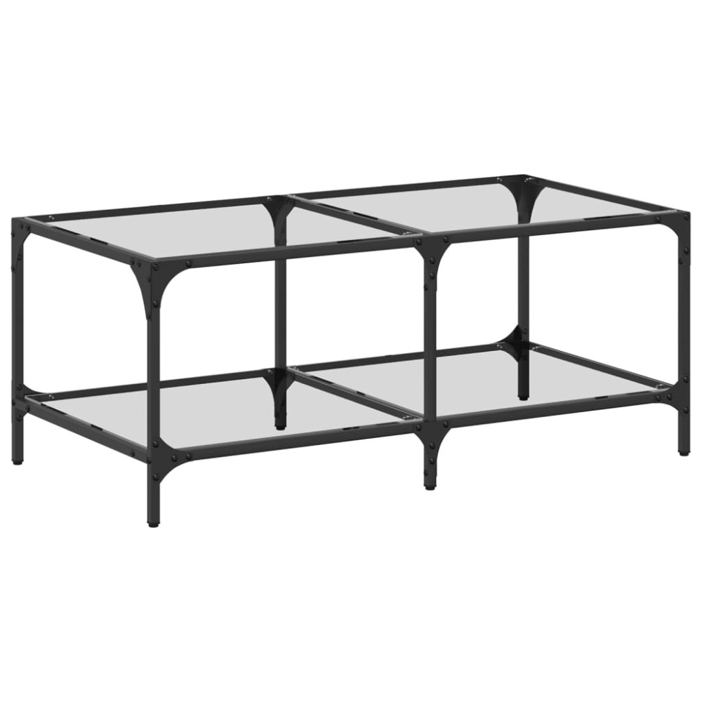 vidaXL Măsuță de cafea cu blat sticlă transparentă 98,5x50x40 cm oțel
