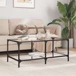 vidaXL Măsuță de cafea cu blat sticlă transparentă 98,5x50x40 cm oțel vidaXL Măsuță de cafea cu blat sticlă transparentă 98,5x50x40 cm oțel