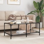 vidaXL Măsuță de cafea cu blat din sticlă neagră 98,5x50x40 cm oțel vidaXL Măsuță de cafea cu blat din sticlă neagră 98,5x50x40 cm oțel