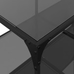 vidaXL Măsuță de cafea cu blat din sticlă neagră 98,5x50x40 cm oțel vidaXL Măsuță de cafea cu blat din sticlă neagră 98,5x50x40 cm oțel
