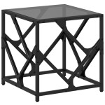 vidaXL Măsuță de cafea, blat din sticlă negră, 40x40x41 cm, oțel vidaXL Măsuță de cafea, blat din sticlă negră, 40x40x41 cm, oțel