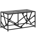 vidaXL Măsuță de cafea, blat din sticlă negră, 78,5x40x41 cm, oțel vidaXL Măsuță de cafea, blat din sticlă negră, 78,5x40x41 cm, oțel