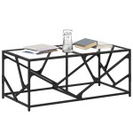 vidaXL Măsuță de cafea blat din sticlă transparentă 98,5x50x41 cm oțel vidaXL Măsuță de cafea blat din sticlă transparentă 98,5x50x41 cm oțel