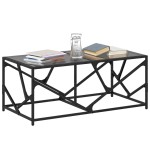 vidaXL Măsuță de cafea, blat din sticlă negră, 98,5x50x41 cm, oțel vidaXL Măsuță de cafea, blat din sticlă negră, 98,5x50x41 cm, oțel